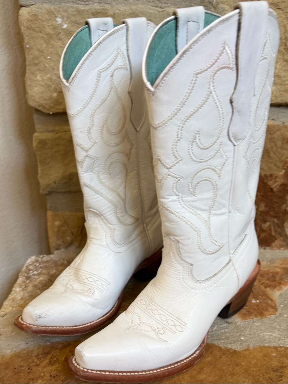 White Girls Corral Cowboy Boots - Classic Embroidered Leather